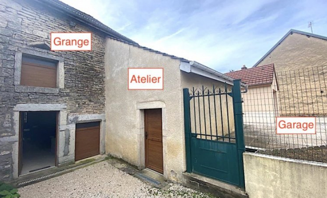 Maison en pierres à LANTENAY , grande grange et dépendances et garage, , 4 km de Fleurey-sur-Ouche, Dijon, ARYA Immobilier