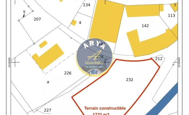 Beau terrain à Bâtir de 1700 m2, avec vue dégagée ,exposé Sud, lumineux, sans vis à vis, au calme, ARYA IMMOBILIER, estimation gratuite sous 48h